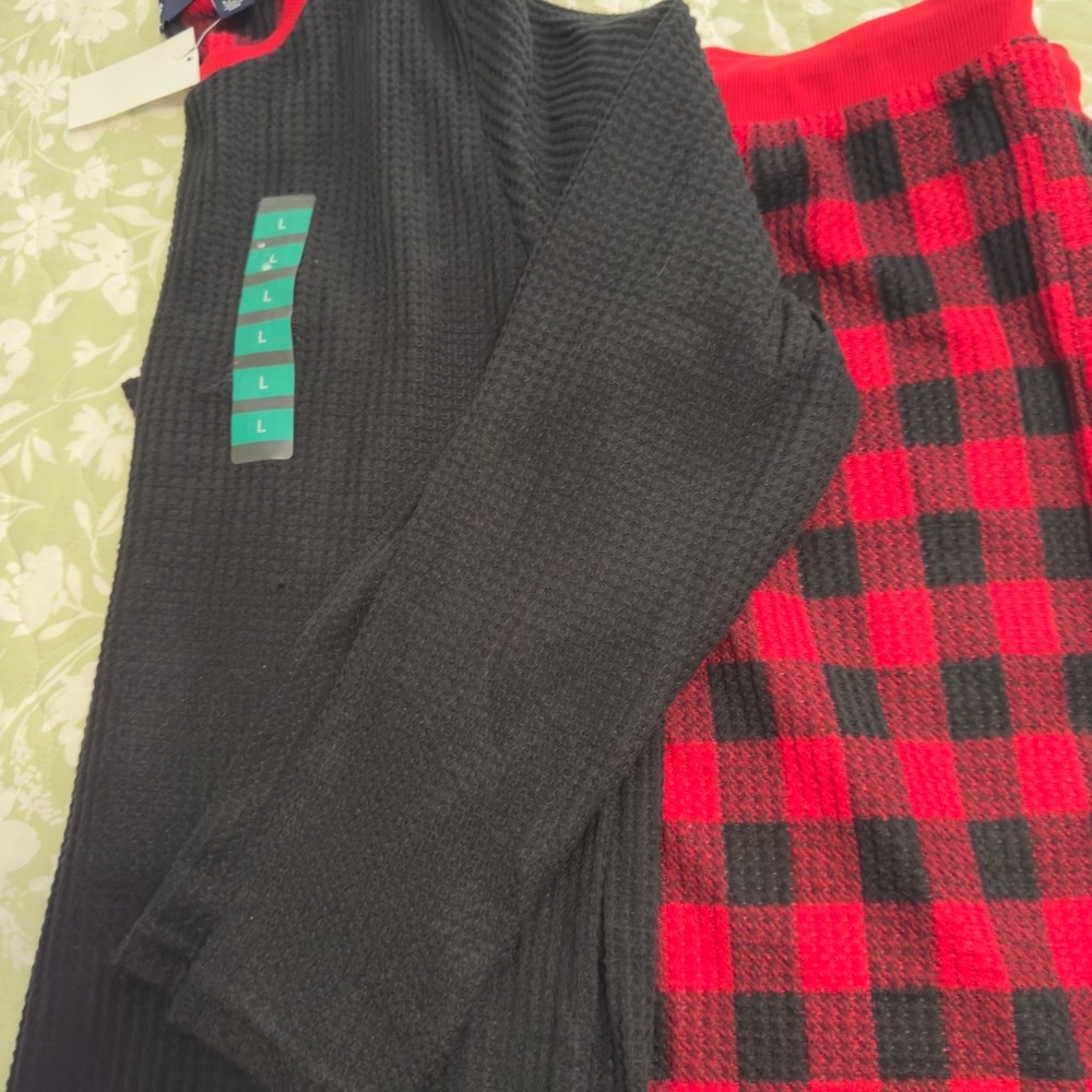 NWT LANDS END Buffalo Plaid 2pc PAJAMA SET Men’s L Soft Machine Wash Christmas - Picture 2 of 9